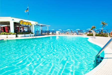 The swimming pool on the beach